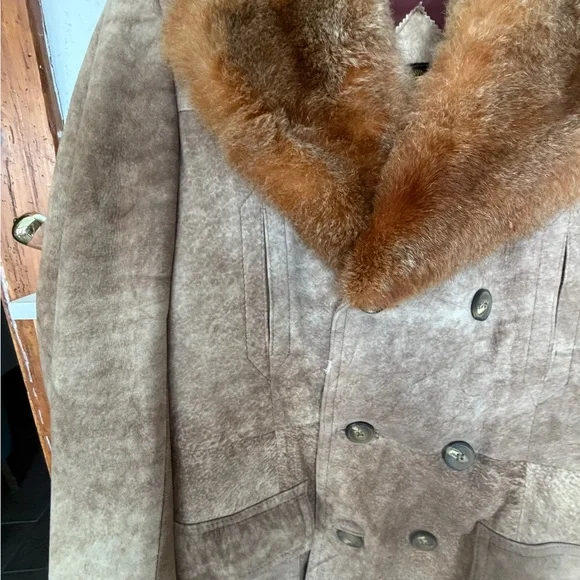 Men's Brown Fur Collar Coat - Picture 3 of 16